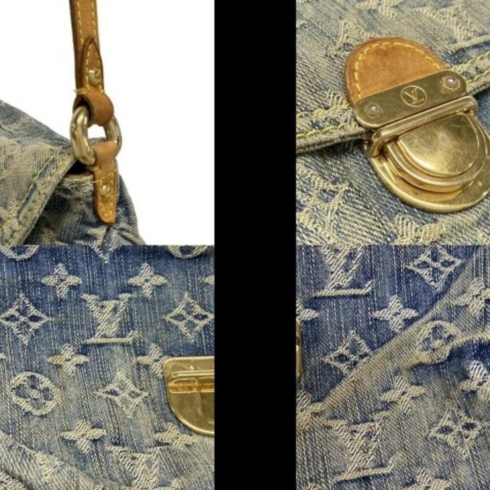 Authentic Louis Vuitton Denim Mini Pleaty Vintage Pouch Pochette Bag Monogram LV - Picture 11 of 12